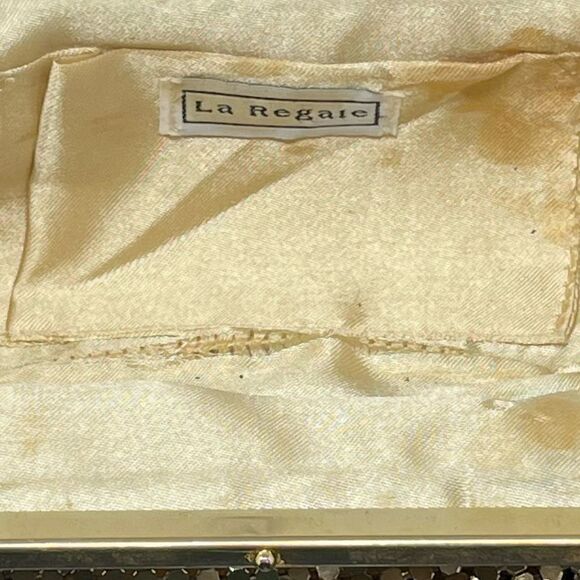 La Regale Chain Gold Sequin Bling Evening Gala Bag Vintage - Picture 9 of 10